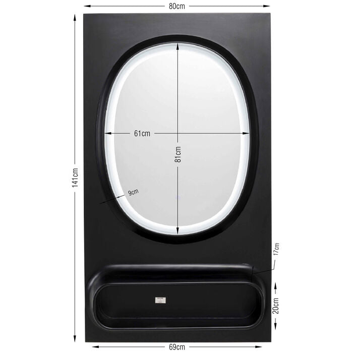 KARE Design Aero LED Wall Mirror Black 80x141cm