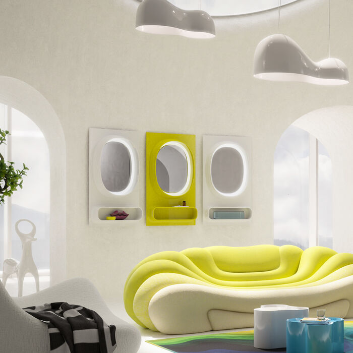KARE Design Aero LED Wall Mirror Green 80x141cm