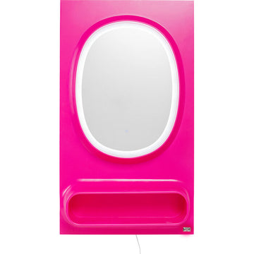 KARE Design Wall Mirror Aero LED Pink 80x141cm