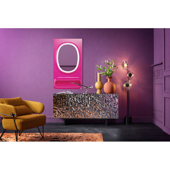 KARE Design Wall Mirror Aero LED Pink 80x141cm