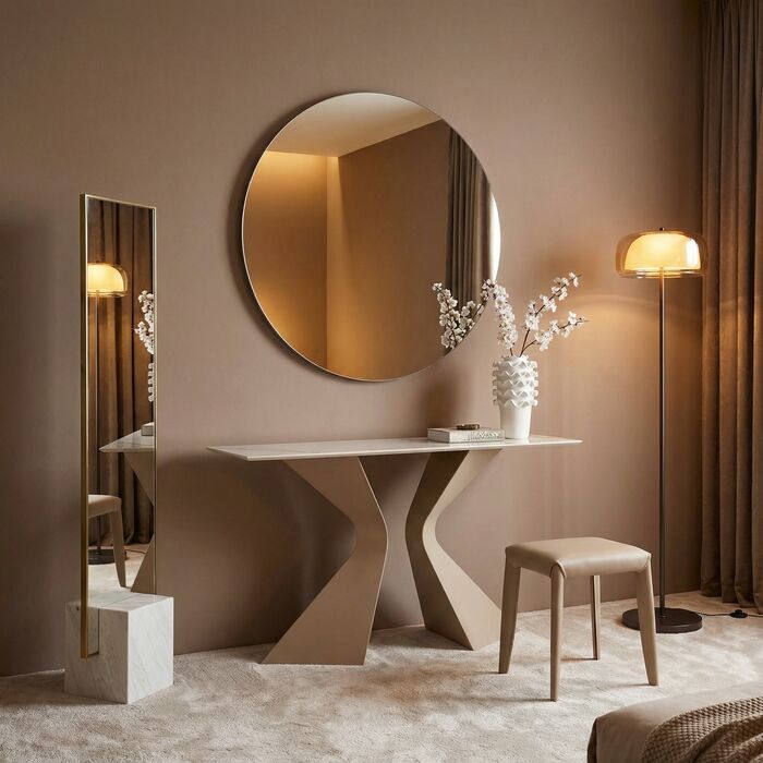 KARE Design Mirror Starlet Greige Ø100cm