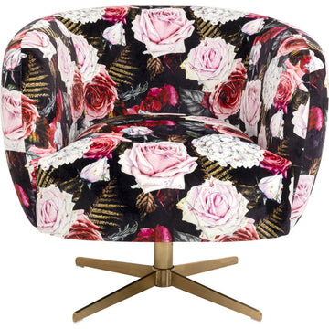 Swivel Armchair Peony Roses