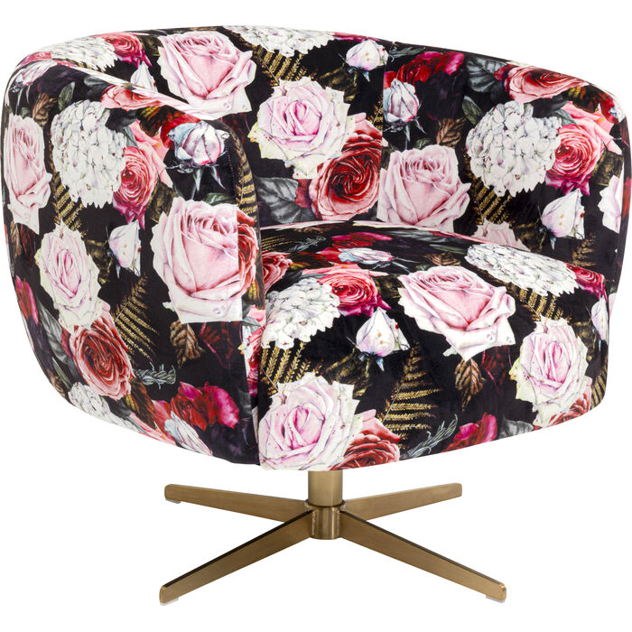 Swivel Armchair Peony Roses