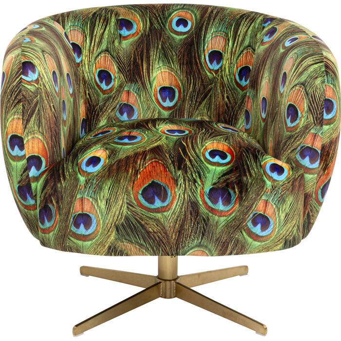 KARE Design Swivel Armchair Peony Peacock 71058 70x81x75 cm