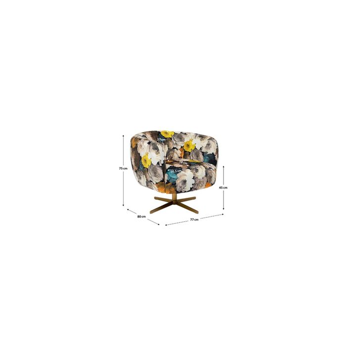 KARE Design Swivel Armchair Peony Peacock 71058 70x81x75 cm