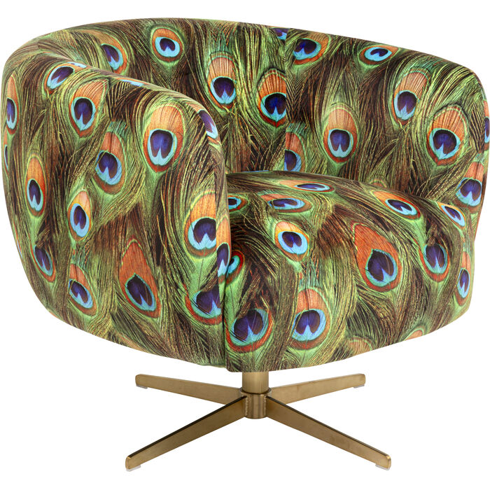 KARE Design Swivel Armchair Peony Peacock 71058 70x81x75 cm