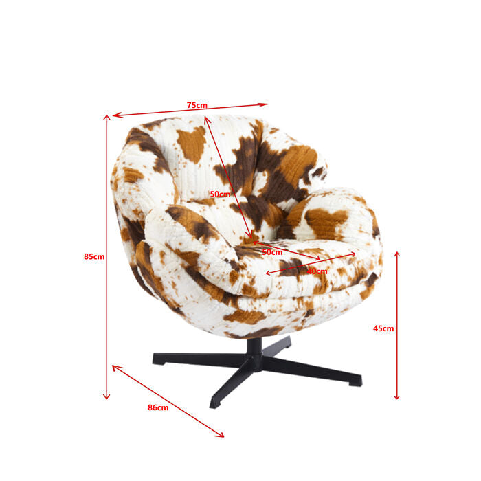 KARE Design Cutie Cow Swivel Armchair Polyester 81.5x76x86 cm