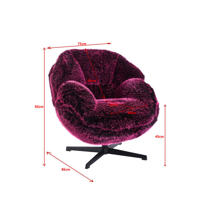 KARE Design Swivel Armchair Cutie Purple 71573 81.5x76x86 cm
