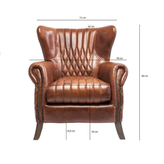 KARE Design Armchair Country Side Leather Brown