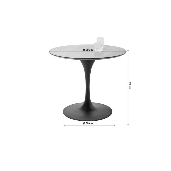 Table Invitation Set Walnut Black Ø90cm