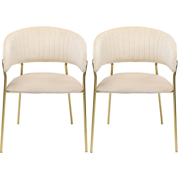 Chair with Armrest Belle Velvet Cream (2/Set)