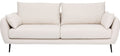 A modern two-seater sofa upholstered in a light cream or off-white textured fabric, supported by slim black metal legs, shown against a plain white background.