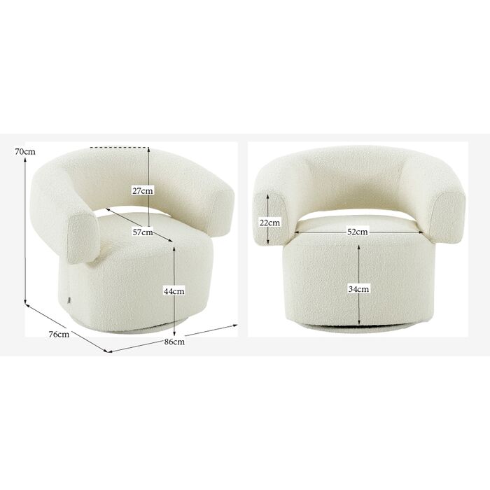 KARE Design Swivel Armchair Maye Cream 86460 87x76x71 cm