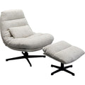 KARE Design Swivel Armchair + Stool Columbia White 87723 90x83x90 cm
