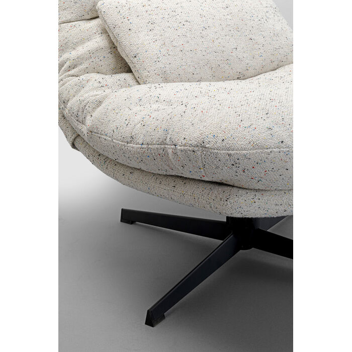 KARE Design Swivel Armchair + Stool Columbia White 87723 90x83x90 cm