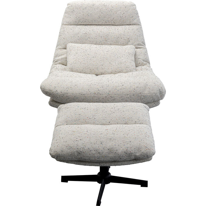 KARE Design Swivel Armchair + Stool Columbia White 87723 90x83x90 cm