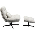 KARE Design Swivel Armchair + Stool Columbia White 87723 90x83x90 cm