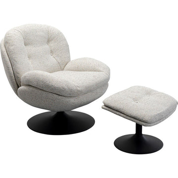 KARE Design Standford Swivel Armchair + Stool White 86x82x85 cm
