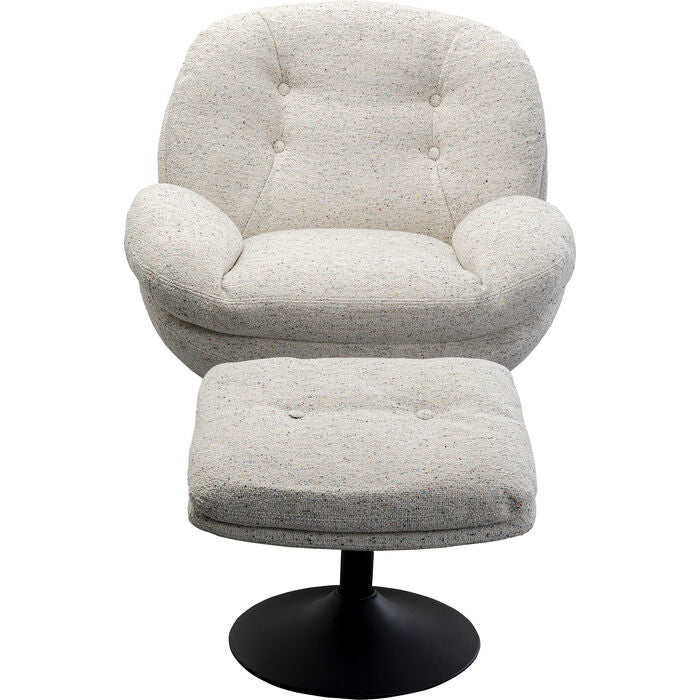KARE Design Standford Swivel Armchair + Stool White 86x82x85 cm