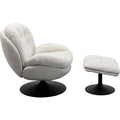 KARE Design Standford Swivel Armchair + Stool White 86x82x85 cm