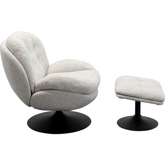 KARE Design Standford Swivel Armchair + Stool White 86x82x85 cm