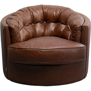 KARE Design Swivel Armchair Music Hall Leather Brown