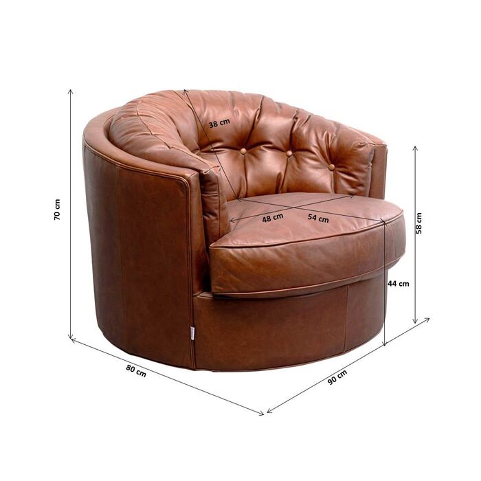 KARE Design Swivel Armchair Music Hall Leather Brown
