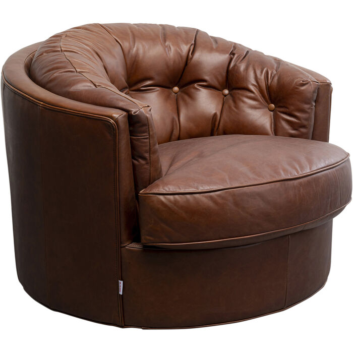 KARE Design Swivel Armchair Music Hall Leather Brown