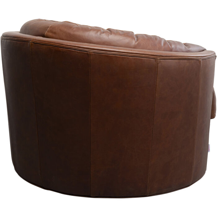 KARE Design Swivel Armchair Music Hall Leather Brown