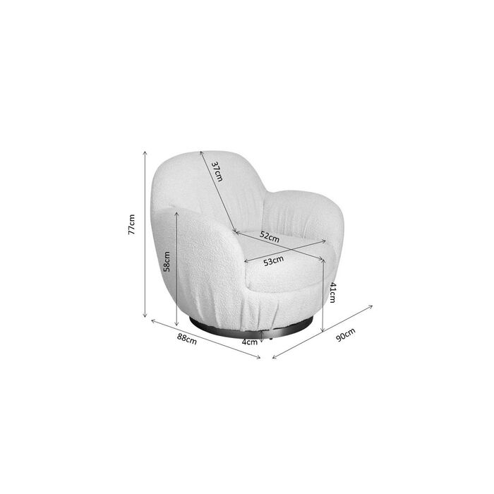 KARE Design Nube Boucle Swivel Armchair Cream 90x88x77 cm