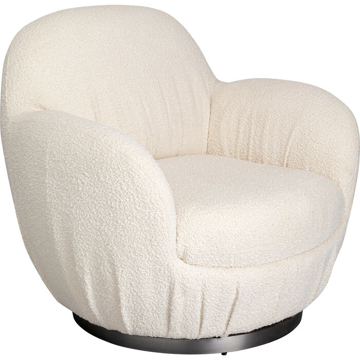 KARE Design Nube Boucle Swivel Armchair Cream 90x88x77 cm