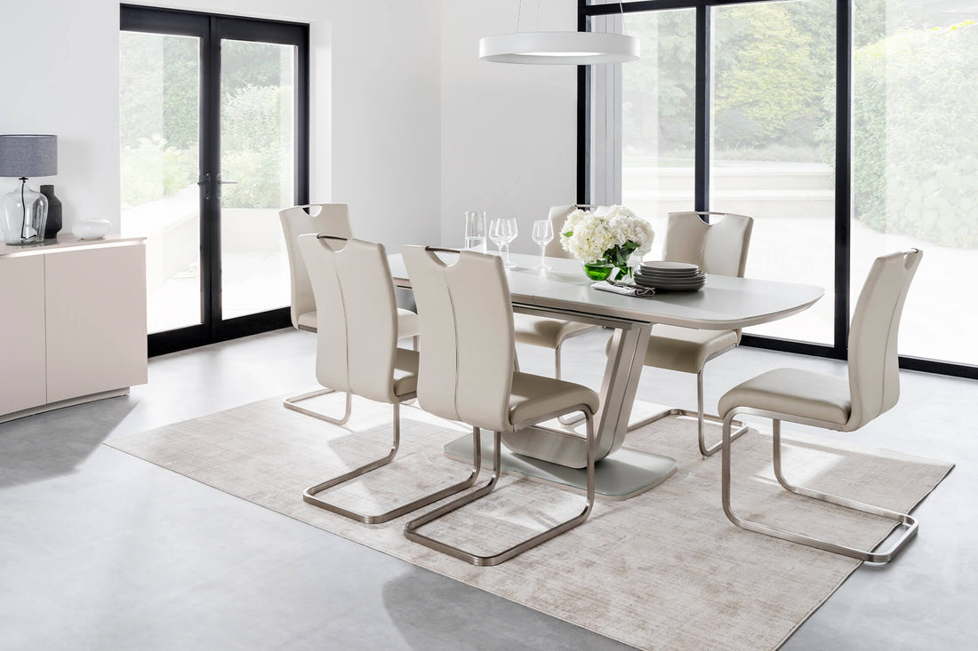 Rectangular table with a white base on a white background