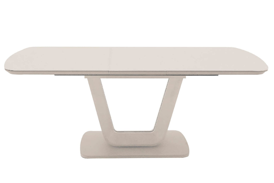 Rectangular table with a white base on a white background