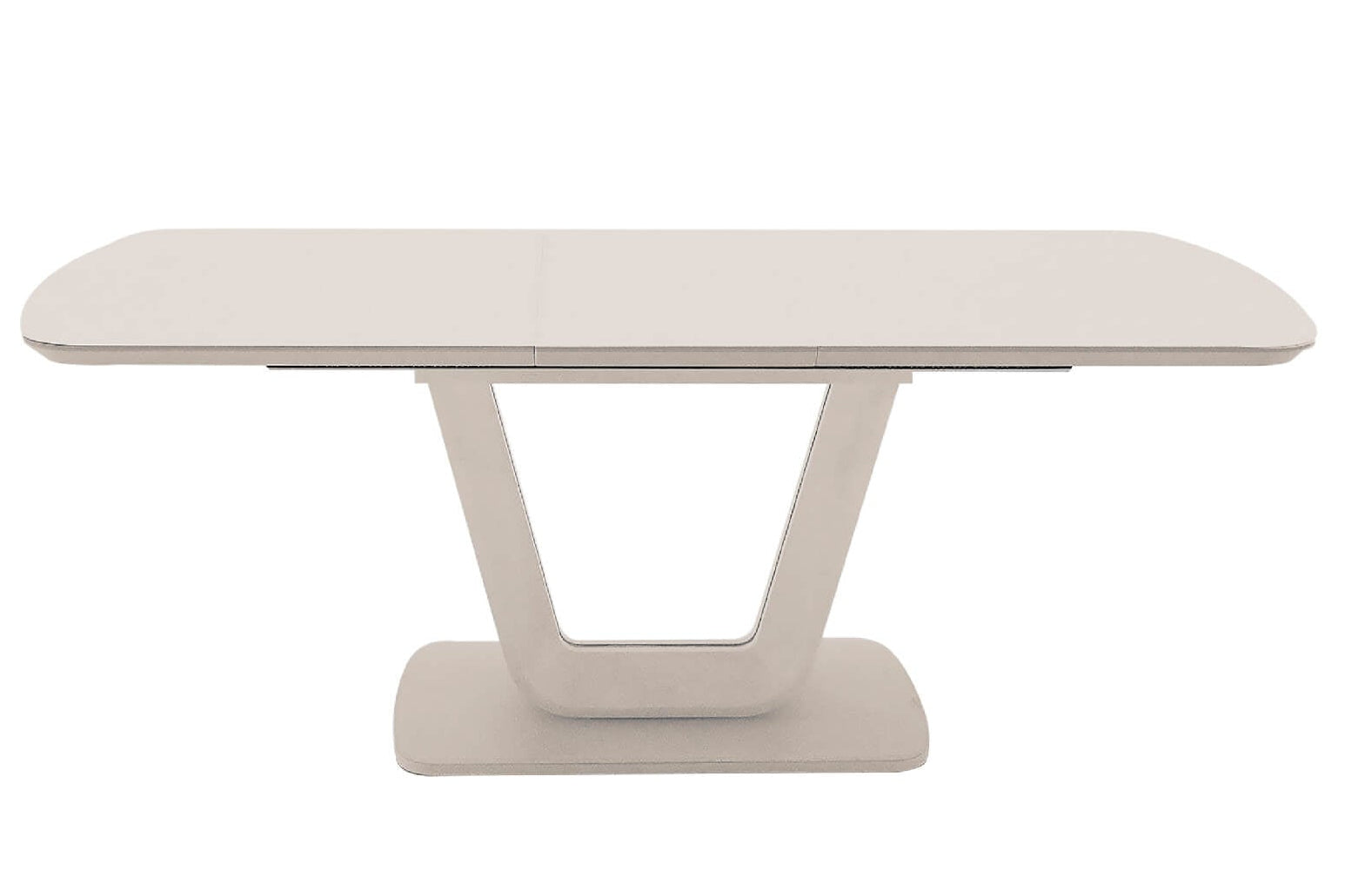 Rectangular table with a white base on a white background