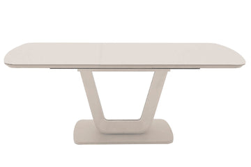 Rectangular table with a white base on a white background