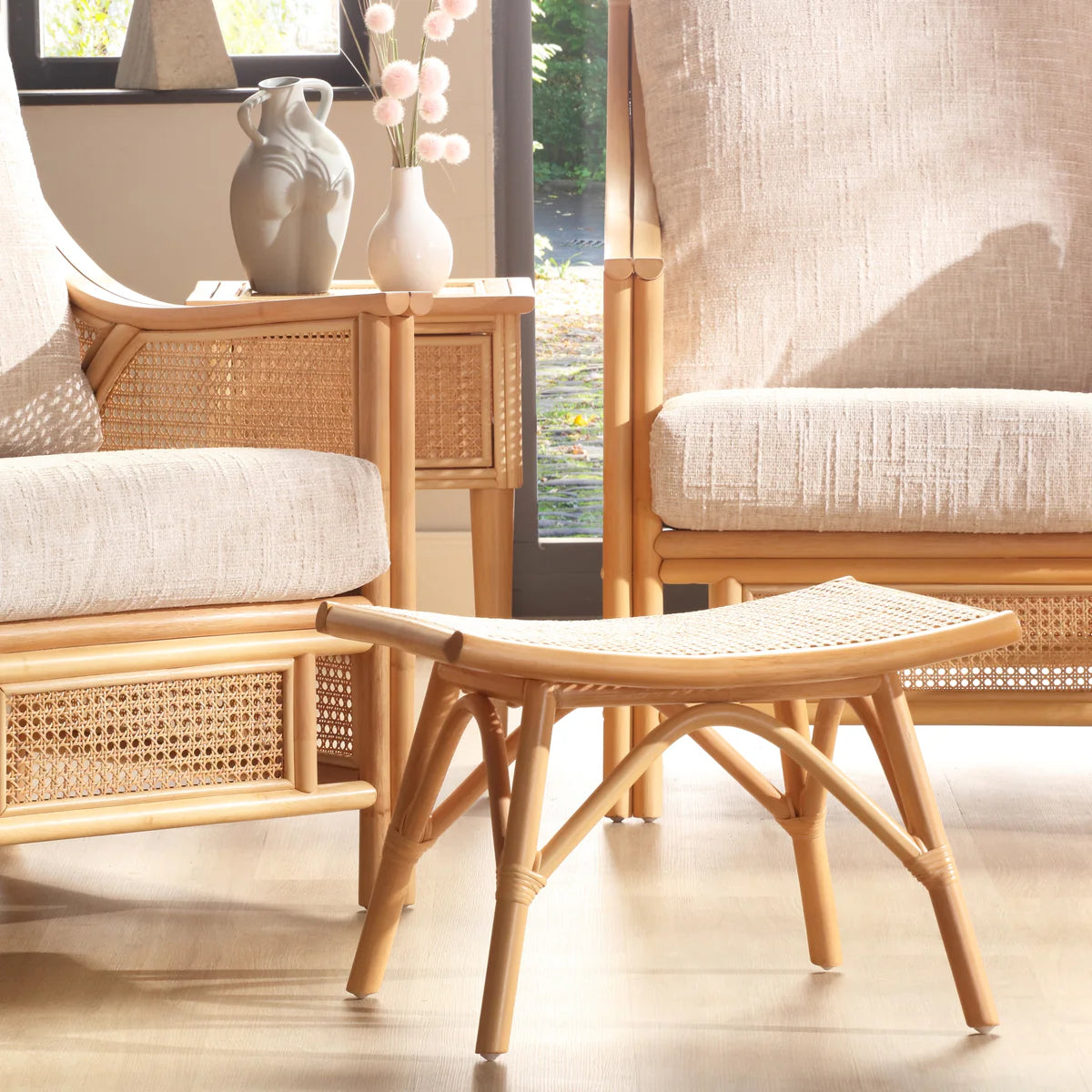 De Retsehc Natural Rattan Footstool