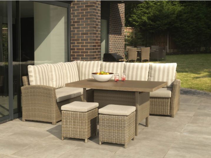 DE Notpmah Outdoor Set with Lavastone Table + Cushion