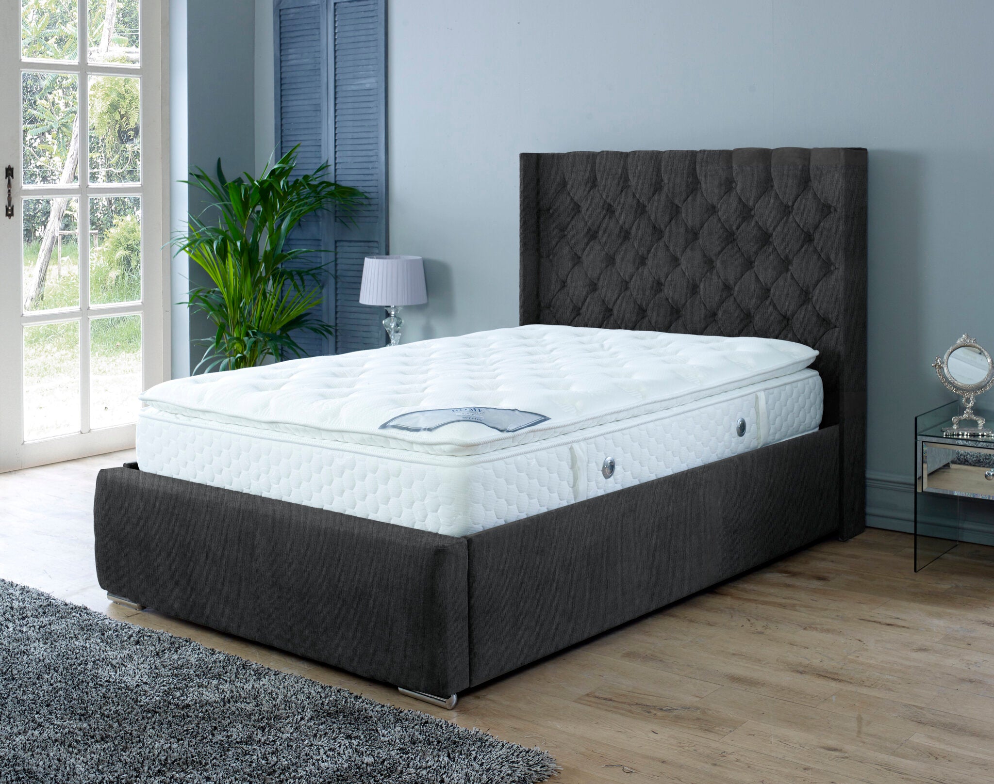 Nylasor Naples Black All Buttoned 3ft Bed