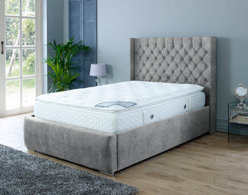 Nylasor Naples Grey Buttoned Headboard & Footboard 3ft Bed