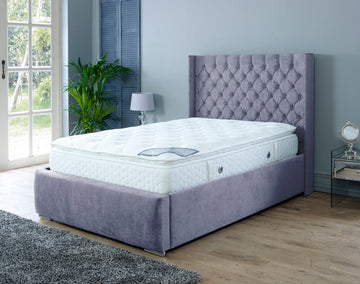Nylasor Velvet Steel All Buttoned 4ft Small Double Bed