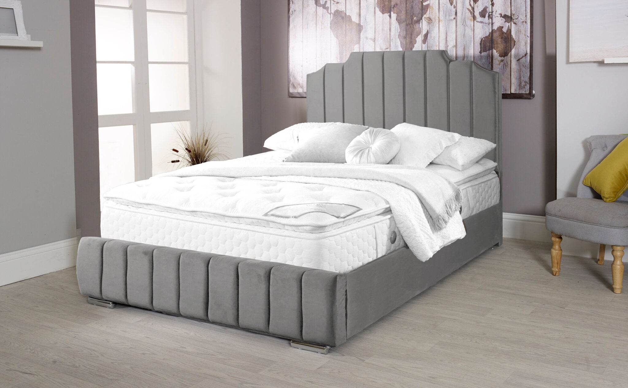 Oced Velvet Grey 4ft6 Double bed