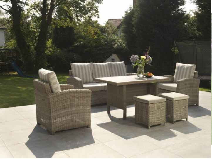 DE Retsehcniw Outdoor Set with Lavastone Table + Cushion