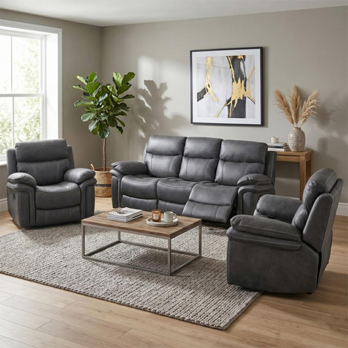 Annaghmore Recliner Sofa Suite Richmond Charcoal Grey