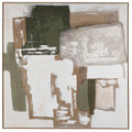 Abstract art piece with green, brown, and beige colors on a white background