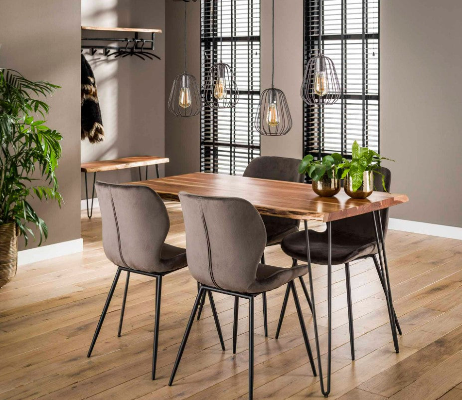 ZI Aria Chair Anthracite velvet round tube VPE4