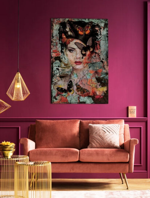 Glass Picture Lady Butterfly 100x150cm