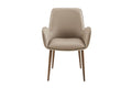 Beige armchair with wooden legs on a white background