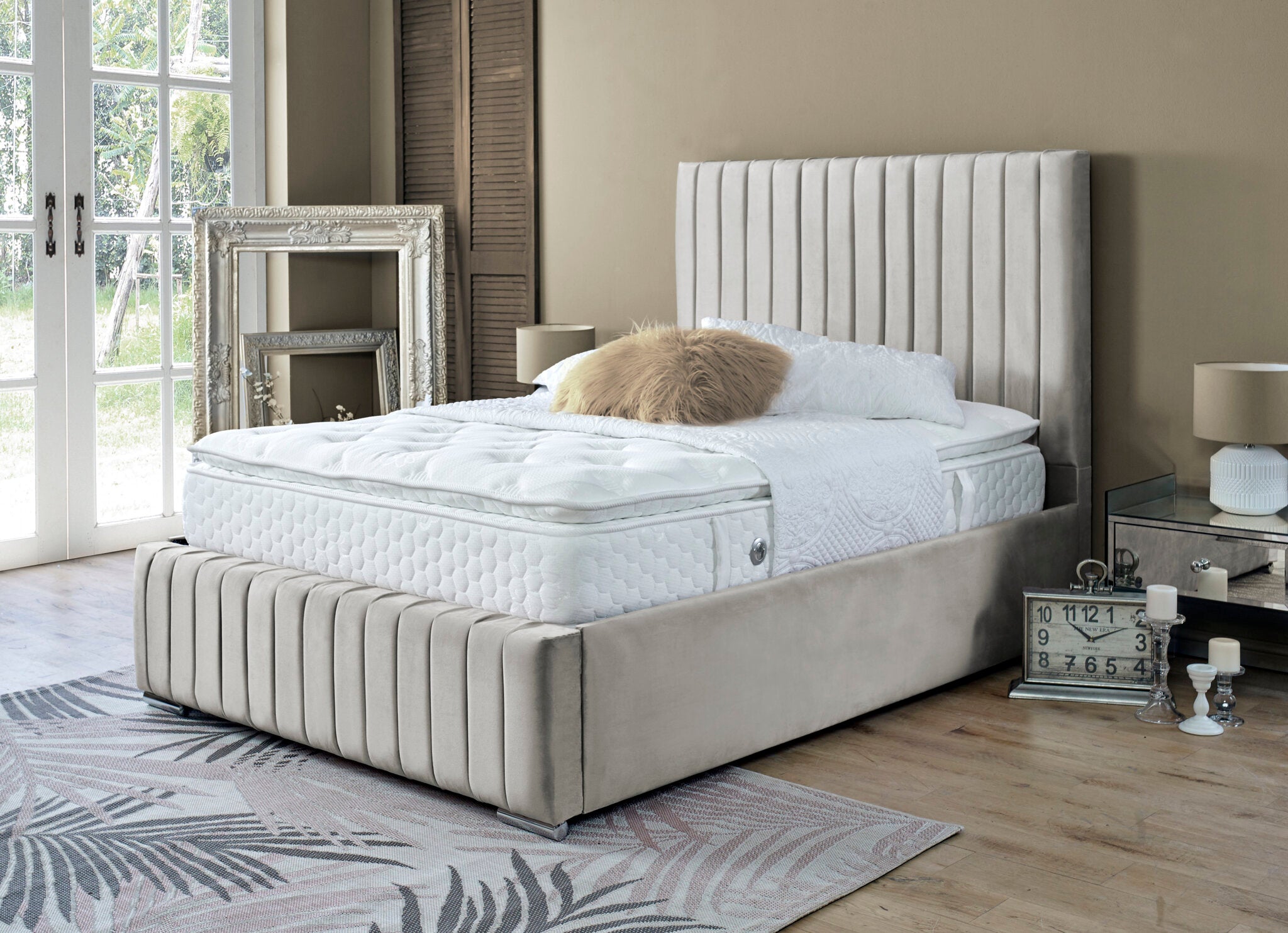 Yllas Velvet Beige 4ft Small Double Bed