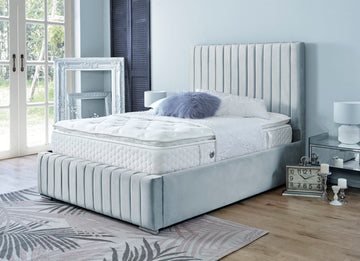 Yllas Velvet Silver 4ft Small Double Ottoman Bed