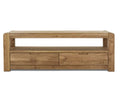 Wooden TV stand on a white background